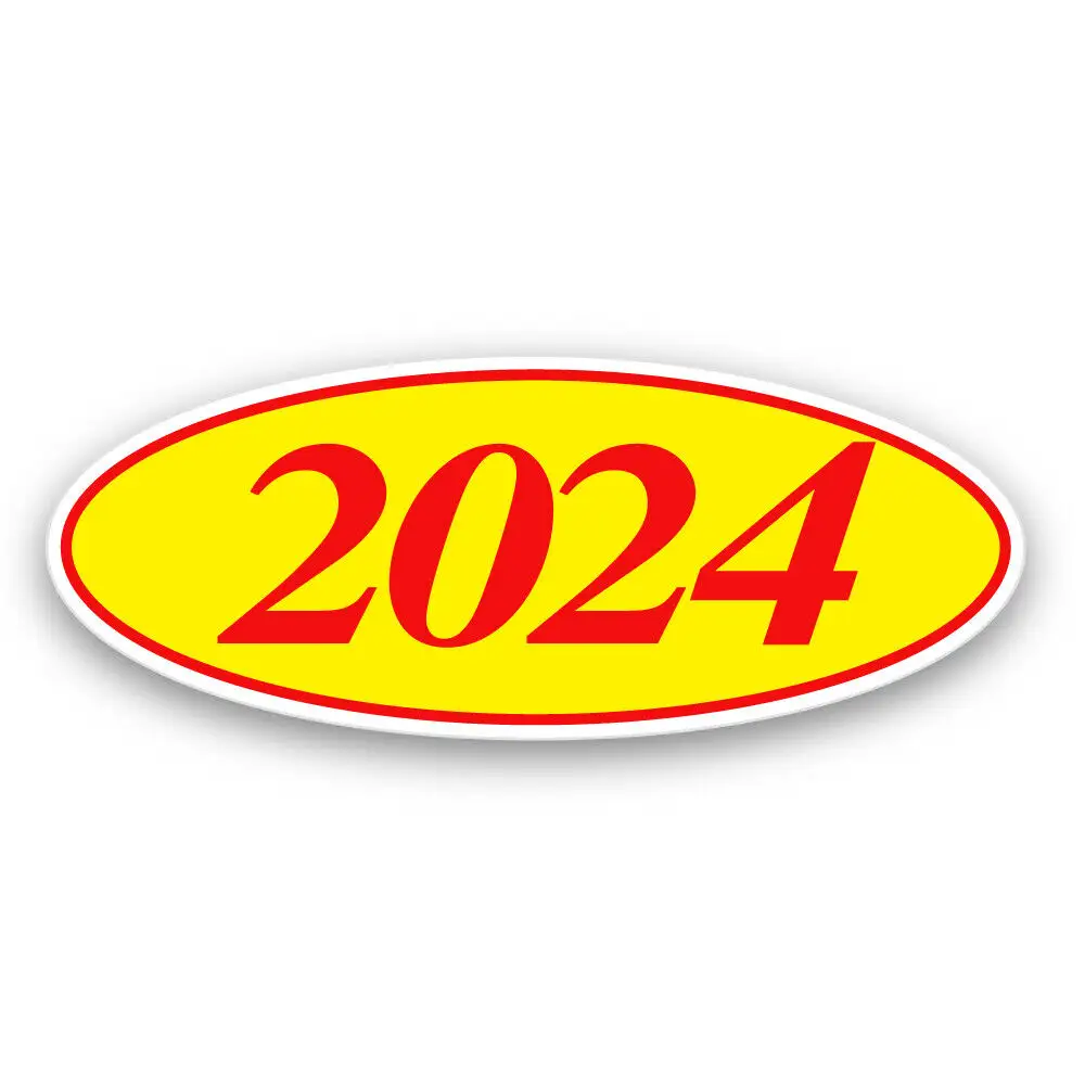 2024 rivenditore di auto modello ovale anno adesivo adesivo parabrezza grande