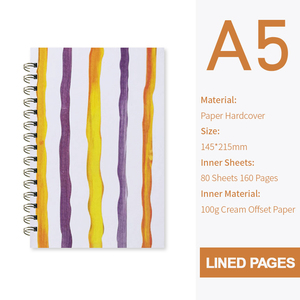 A5 B5 Size Custom Logo Printing Hardcover Paper Cover <strong>Notebook</strong> Spiral Wire-O Bound Exercise Diary - Product Image 2