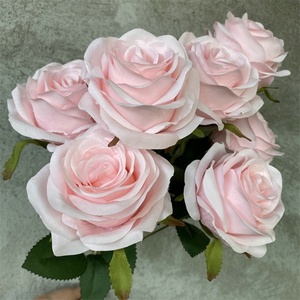 結婚式のクリスマス新年とハロウィーンの家の装飾母の日のための人工的な茶色のシルクローズの花束RG-481工場