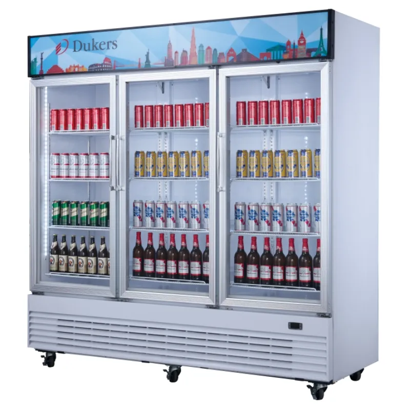 ARGE-refrigerador de bebidas de 3 puertas de vidrio, escaparate de exhibición de bebidas de supermercado