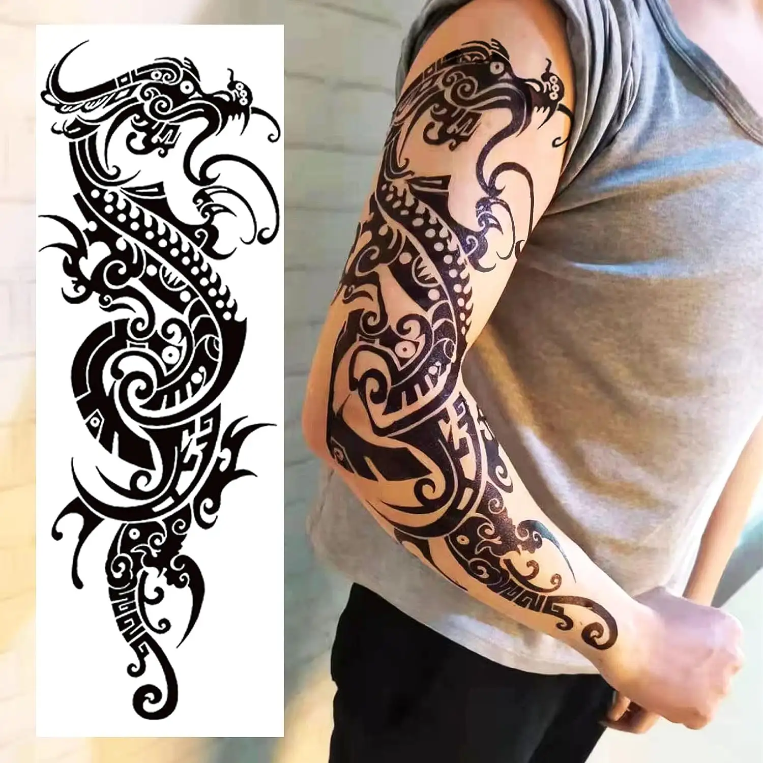 Tatuajes Temporales de Brazo Completo para Hombres Tatuajes con Calavera Tatuajes de Media Manga Temporal Realista Adulto