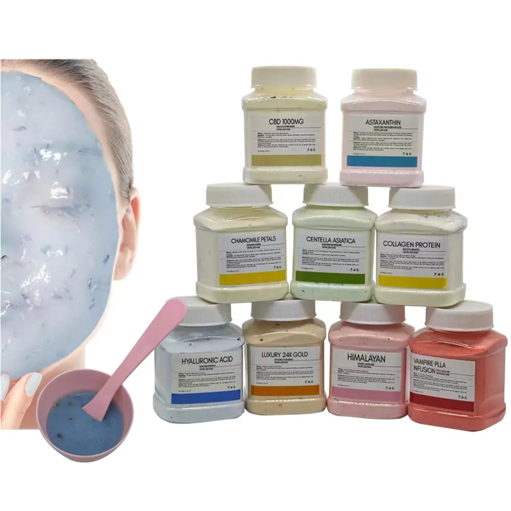 Hautpflege OEM 50 Aromen Private Label Natürliche organische Hyaluron säure White ning Gesichts maske Pflegendes Crystal Jelly Mask Powder