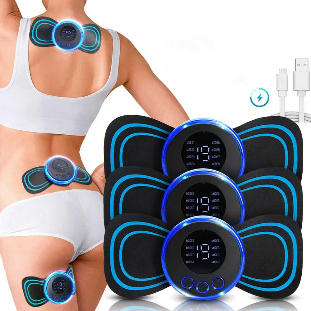 Gratis Monster Draagbare Mini Shiatsu Draadloze Elektrische Oplaadbare Schouder Rugpijn Body Nek Lifting Ems Tientallen Massageapparaat