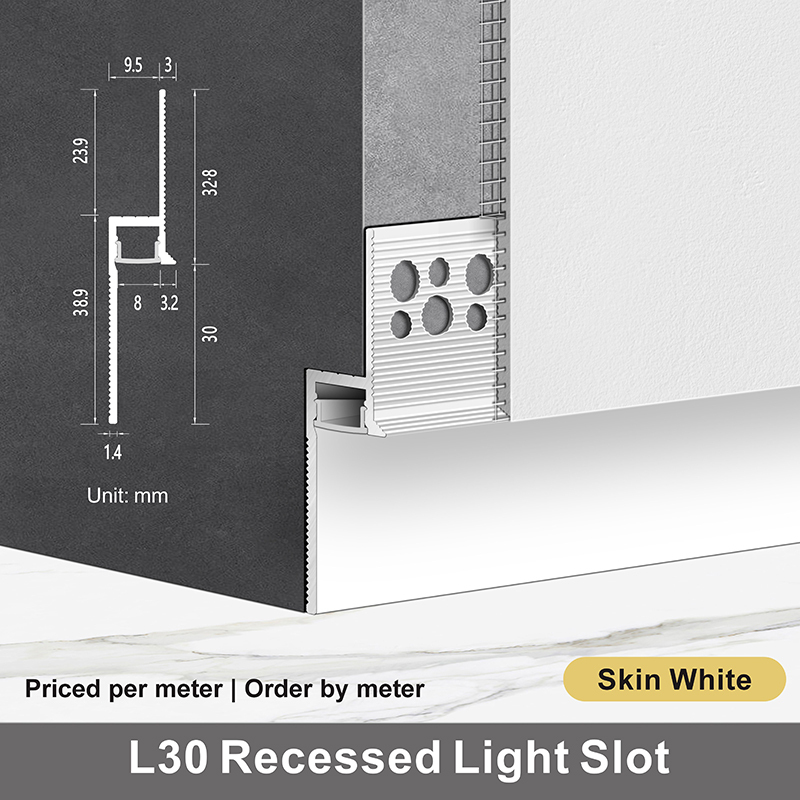 L30 Ranura para luz empotrada / Blanco piel / 1m