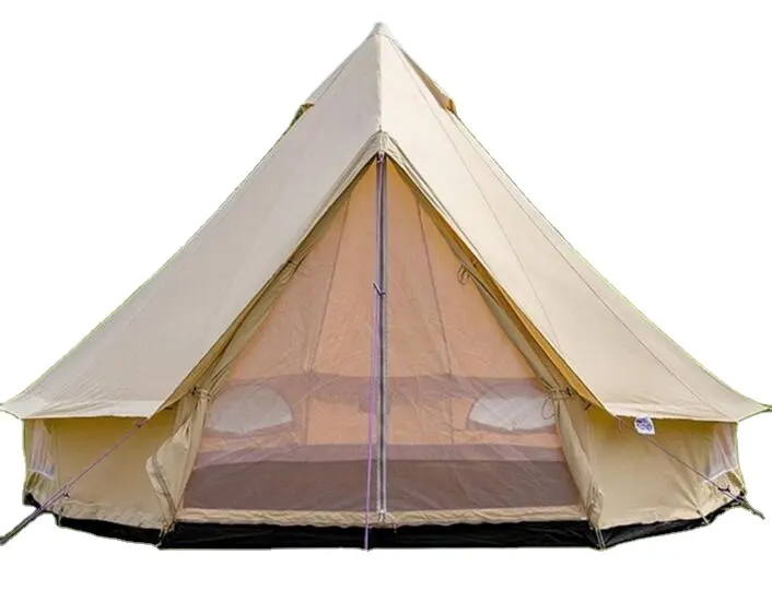 도매 야외 방수 글램핑 텐트 가족 캠핑 Yurt 텐트 캔버스 벨 텐트