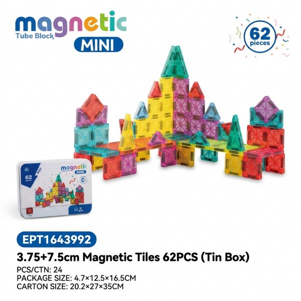 EPT1643992-3.75+7.5cm Baldosas Magnéticas 62 Piezas (Caja de Lata)