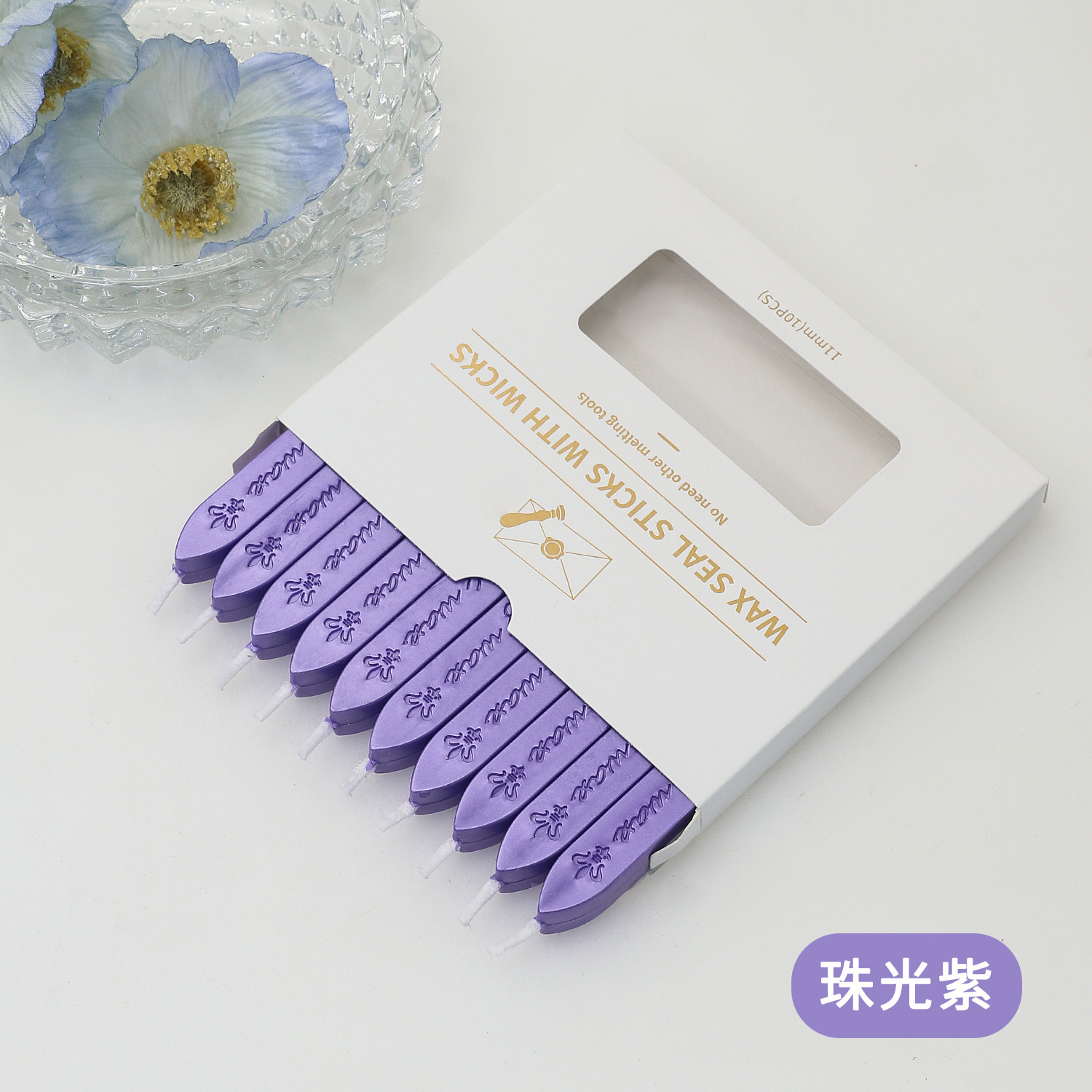 Letter-shaped with core-10 pcs per box-pearl purple