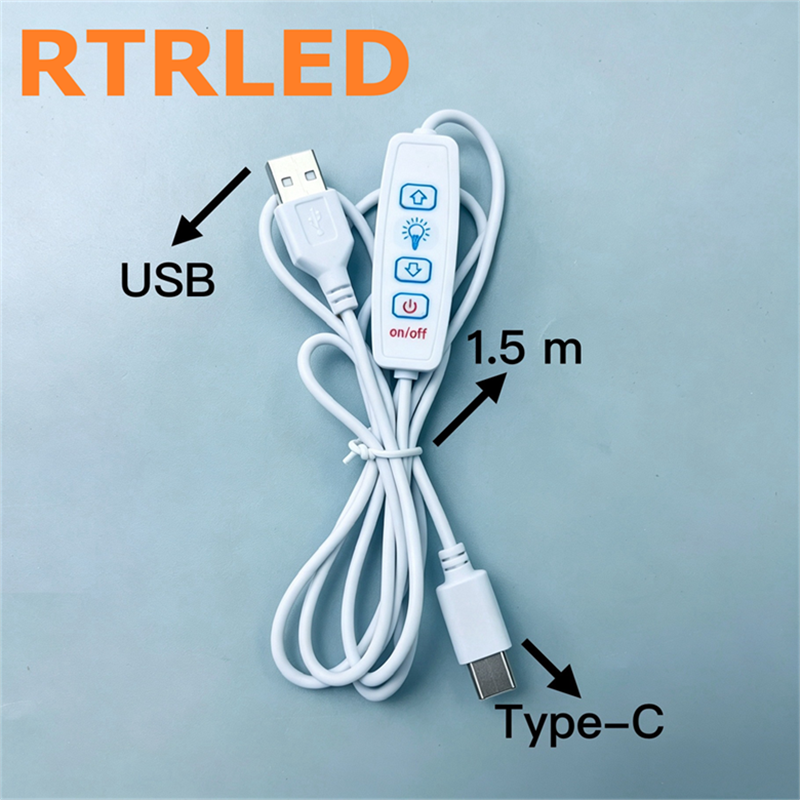 Cable blanco tipo C de 1,5 M con interruptor de tres botones