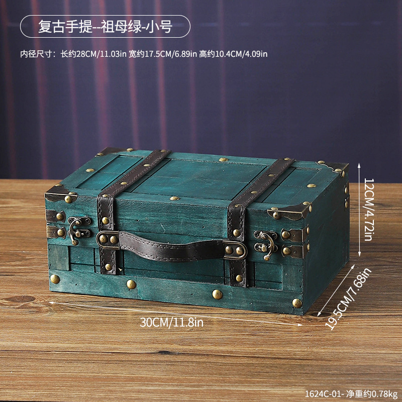 1624C-01 Vintage Handbag - Emerald Green - Small