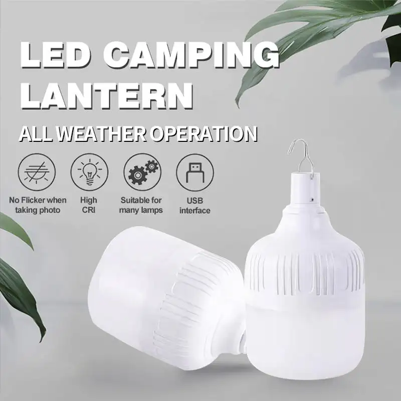 Portable Hanging Solar Rechargeable LED Camping Light Lantern Bulb for Outdoor Emergency Camping Tent Bulb