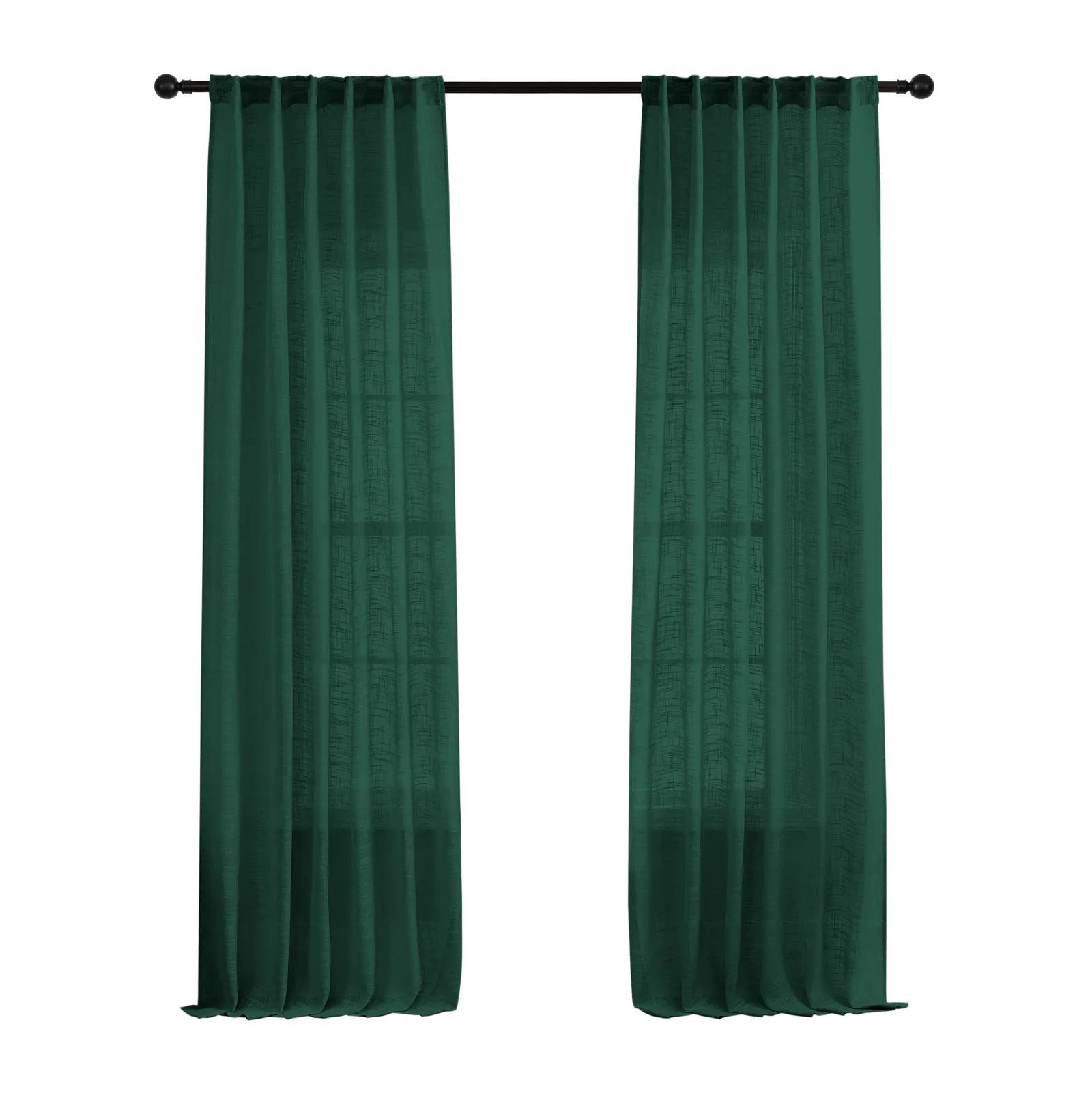 Tende verdi per bottiglie slap-up con tasca per asta tende Semi trasparenti tende eleganti per finestre strutturate in lino Casual