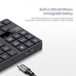 2.4G Wireless <strong>Numeric</strong> <strong>Keyboard</strong> Portable 35 Keys Financial Accounting Office <strong>Keyboard</strong> Built-in Rechargeable Battery Black - Product Image 3