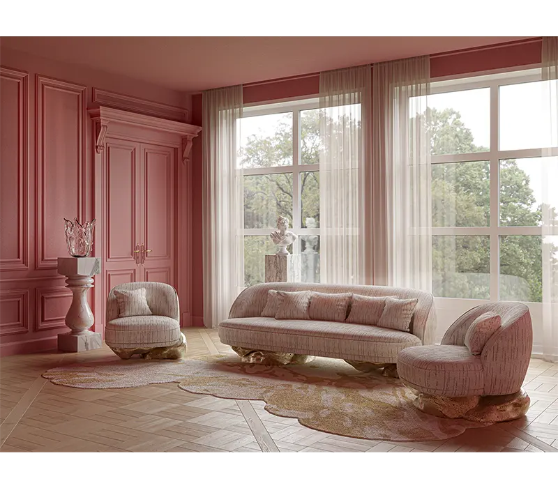 Venta al por mayor muebles de sala de estar sofá de tela conjunto sofá de estilo europeo ANGRA SILLÓN BLANCO