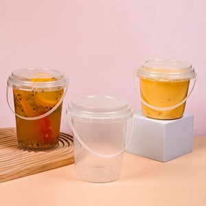 500/1000毫升32盎司一次性透明PP塑料杯带盖和手柄单壁泡泡茶汁咖啡牛奶水果桶