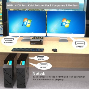 10PCS KVM Switch 2 Monitors 2 Computers USB 3.0 HD MI DP KVM Switcher 4K 60Hz HD Supports <strong>Keyboard</strong> and Mouse Monitor - Product Image 4