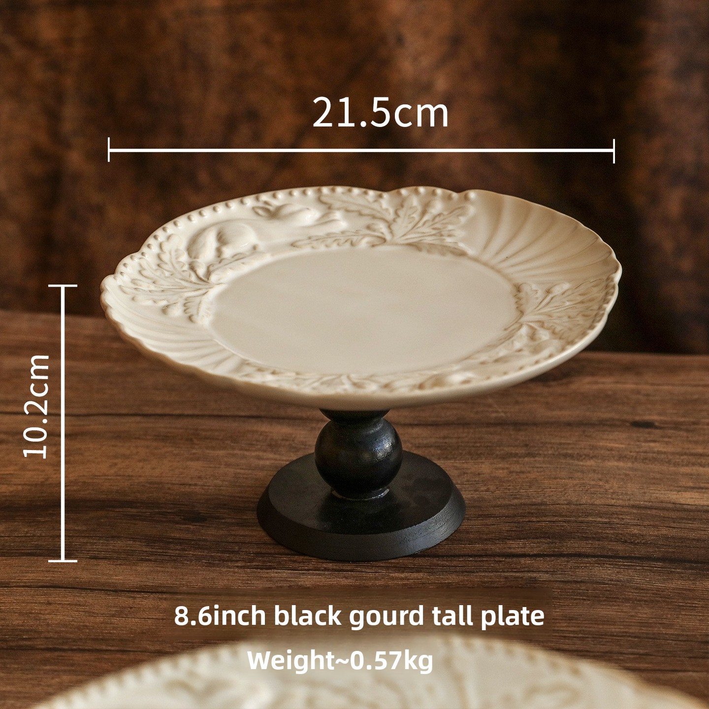 Assiette haute gourde noire de 8,6 pouces