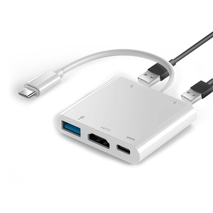 HC-04D 5合1 4k视频输出类型-c至hdtv适配器3端口usb 3.0 usb-c集线器，带3A电源 - Product Image 1
