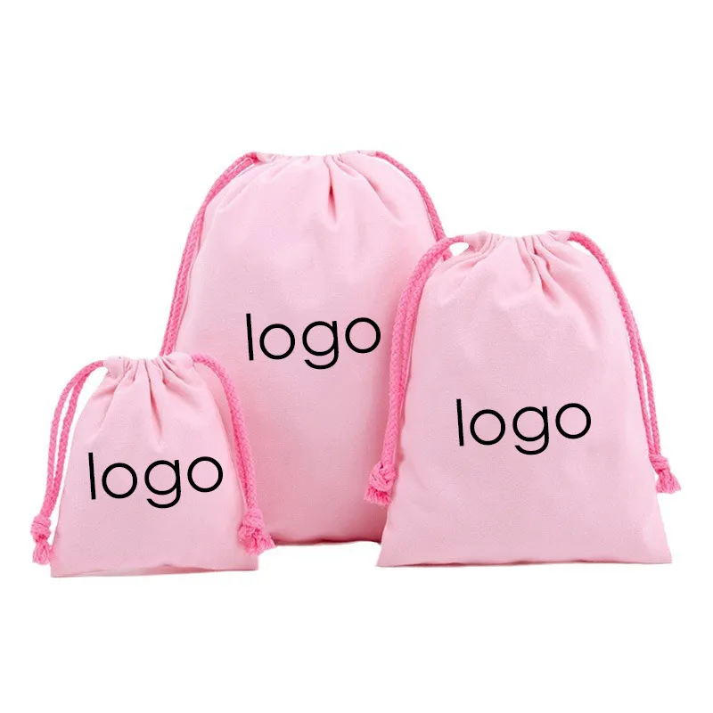 Low MOQ Customised Gift Cotton Cloth Drawstring Backpack Cotton Canvas Bag With Logo