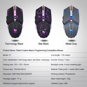 2024 nuovo modello V7 Gaming LED Light 7D Mouse 6400DPI supporta la programmazione Macro Mouse cablato per Computer PC Gamer Mouse - Product Image 6
