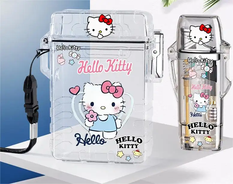 Caixa de cigarro de plástico personalizada Hello Kitty, caixa de isqueiro com isqueiro, laurel de jade, cachorro de desenho animado, caixa de isqueiro com isqueiro