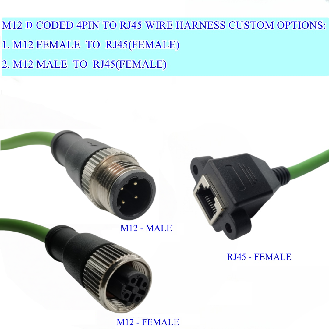 D CODE MÂLE/FEMELLE À RJ45 FEMELLE (4 broches)