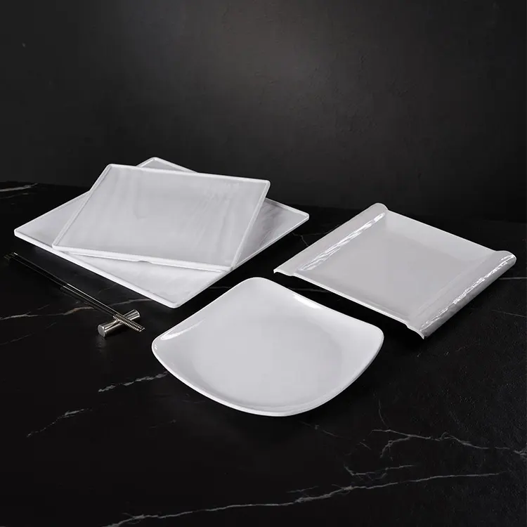 Hot Sale Wholesale Melamine Dishes White Square Dinnerware Melamine Plate Catering Dinner Plates For Restaurant