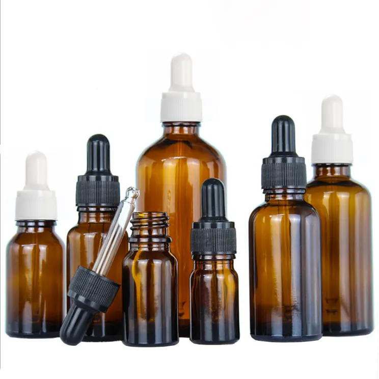 In Stock Glass Dropper Bottle 5ml 10ml 15ml 20ml 30ml 50ml 100ml Amber Aromatherapy Bottle For Essential Oil