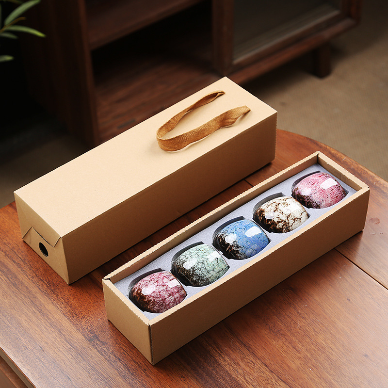 Kiln change tea cup-colorful-5 pieces