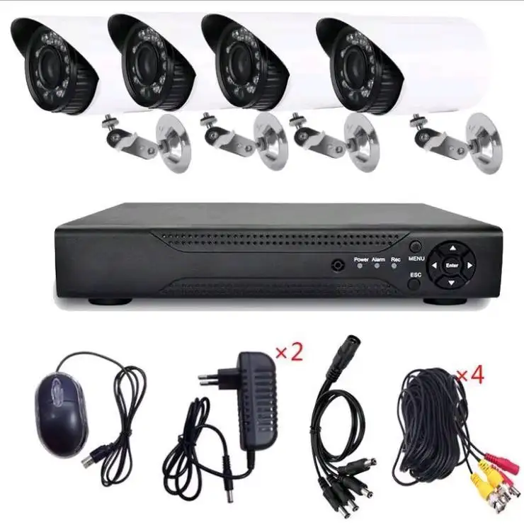 Mejor precio para 4ch 1MP 2MP cámara CCTV paquete fabricante al aire libre de forma completa Cámara CCTV