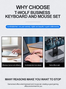 Nuevo producto TF500 con cable portátil universal interfaz USB computadora con cable combos de teclado y ratón - Product Image 6