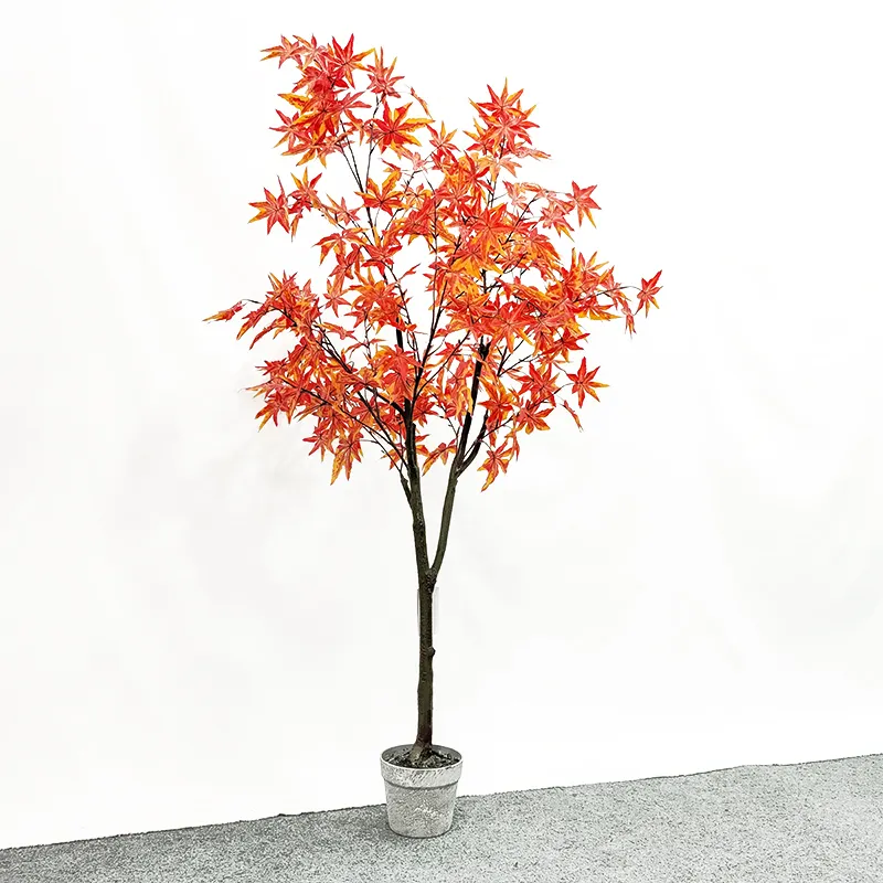 GS-FS010-10高さ150cm6枝園芸用品フェイクウッドトランク赤オレンジカエデの葉装飾的な人工カエデの木