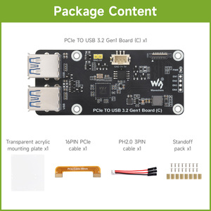 PCIe TO USB 3.2 Gen1 Board (C) Waveshare For <strong>Raspberry</strong> <strong>Pi</strong> 5 Up To 5Gbps Driver-Free <strong>Raspberry</strong> <strong>Pi</strong> 5 PCIe Adapter