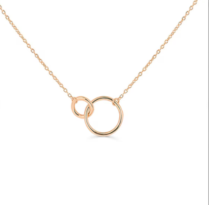 Infinity Minimal Dainty çift daire kolye birlik bağlantı birbirine kolye narin katmanlama kolye basit - Product Image 5