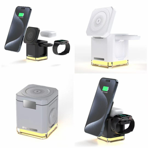 Smart ที่ชาร์จไร้สายแบบแม่เหล็ก4 IN1พับได้, แท่นชาร์จไร้สายแบบ3 in 1แท่นชาร์จพร้อมไฟกลางคืนแบบ LED สำหรับ Apple - Product Image 3