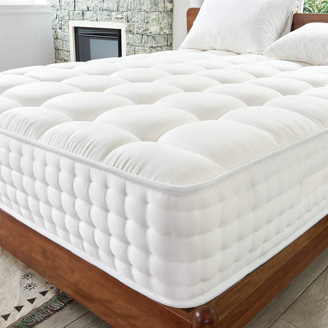 Matelas à ressorts simples avec tampon d'air Matelas en mousse gel à ressorts Support de meubles de chambre Lit mi-ferme, hauteur 30