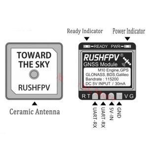 RUSHFPV GNSS MINI M10 UBX NMEA двойной протокол GPS модуль Встроенная керамическая антенна для радиоуправляемого самолета FPV большой дальности - Product Image 4
