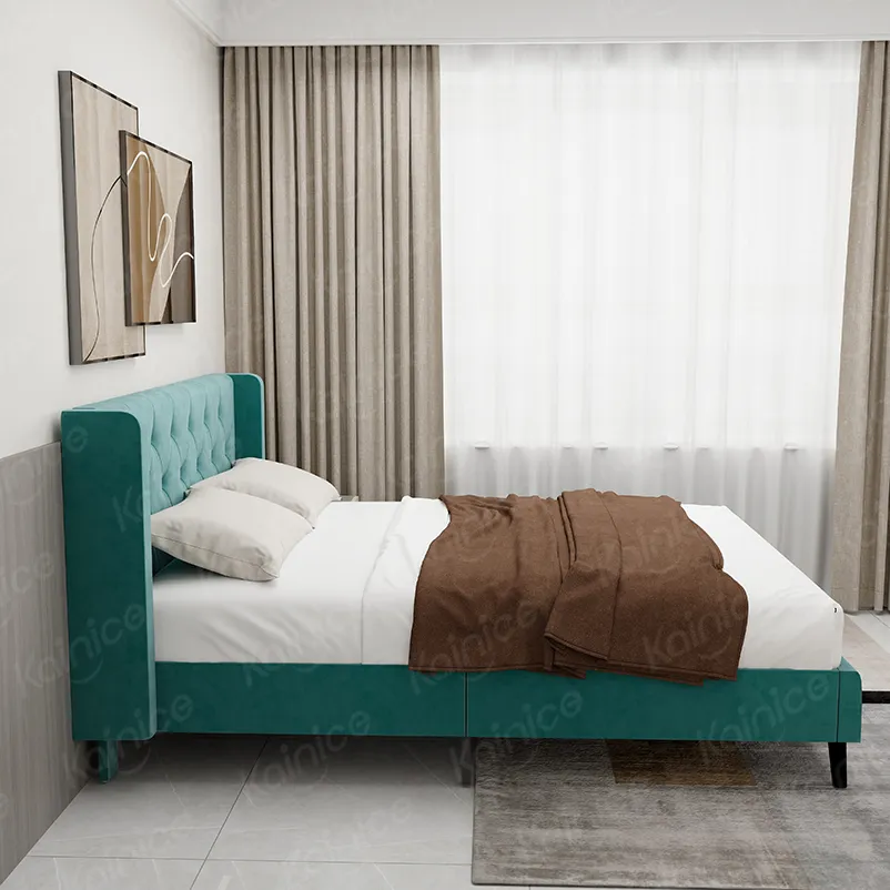 홈 가구 철 현대 덮개를 씌운 침대 전체 크기 침대 가구 침실 Kainice 프로모션 현대 금속 침대 이동식