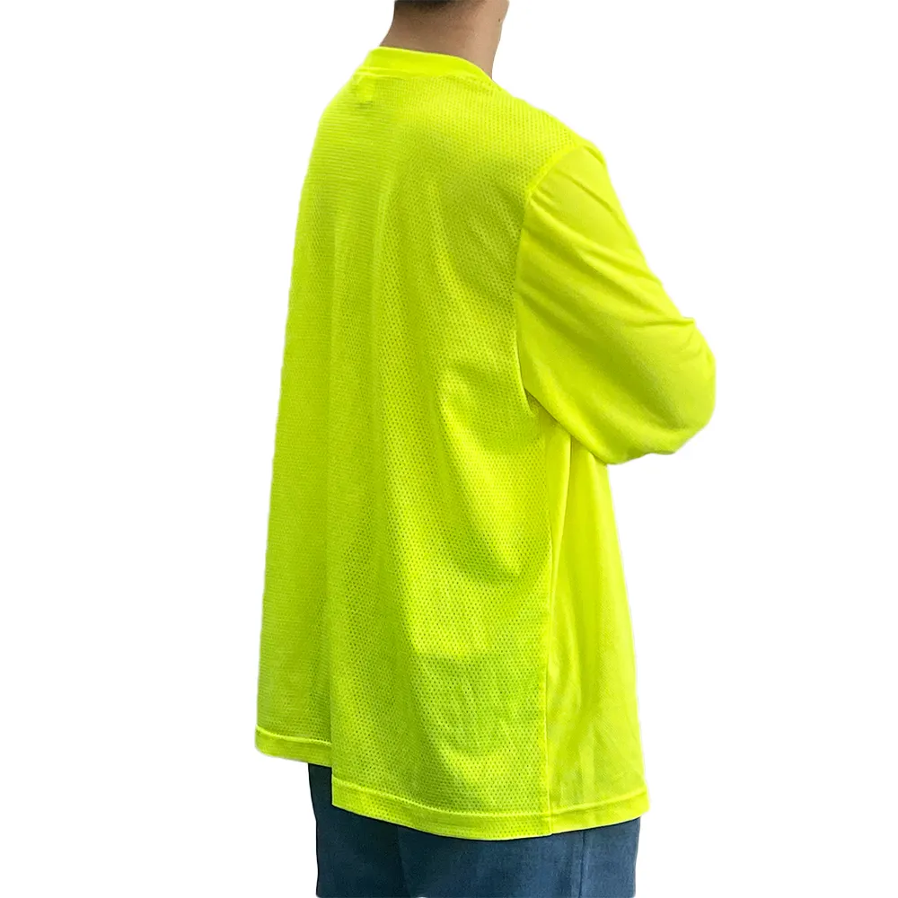 Chemise de sécurité en maille respirante haute visibilité, Construction réfléchissante à manches longues, haute Vis pour un travail en toute sécurité