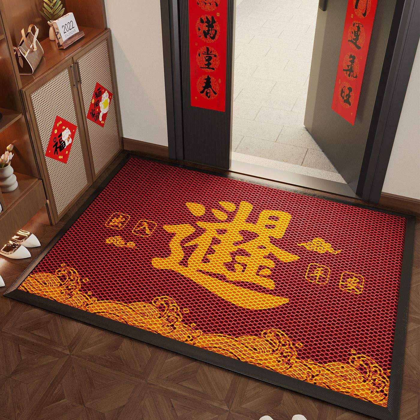 พรมเช็ดเท้า Elastic King - แหล่งกำเนิดความมั่งคั่งประจำวันในสีแดงจีน