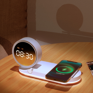 Mobil cihazlar için çok fonksiyonlu 15W kablosuz şarj elektronik hediye olarak dijital alarmlı saat saat gece lambası kablosuz şarj - Product Image 5