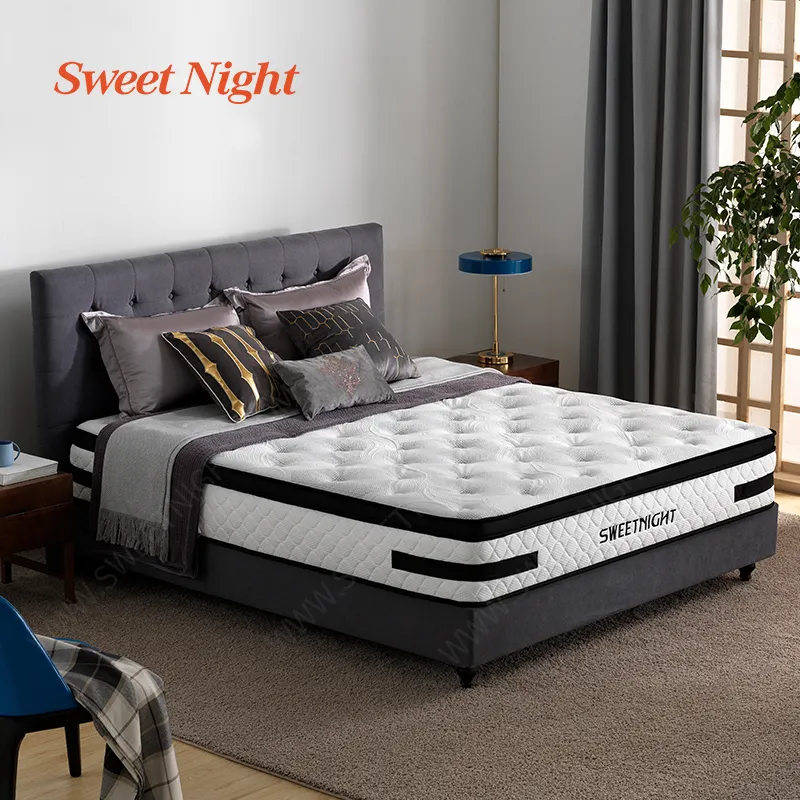 OEM ODM Hotel Queen-almohada de tamaño King para dormir, colchón de muelles de bolsillo de látex Natural de espuma viscoelástica