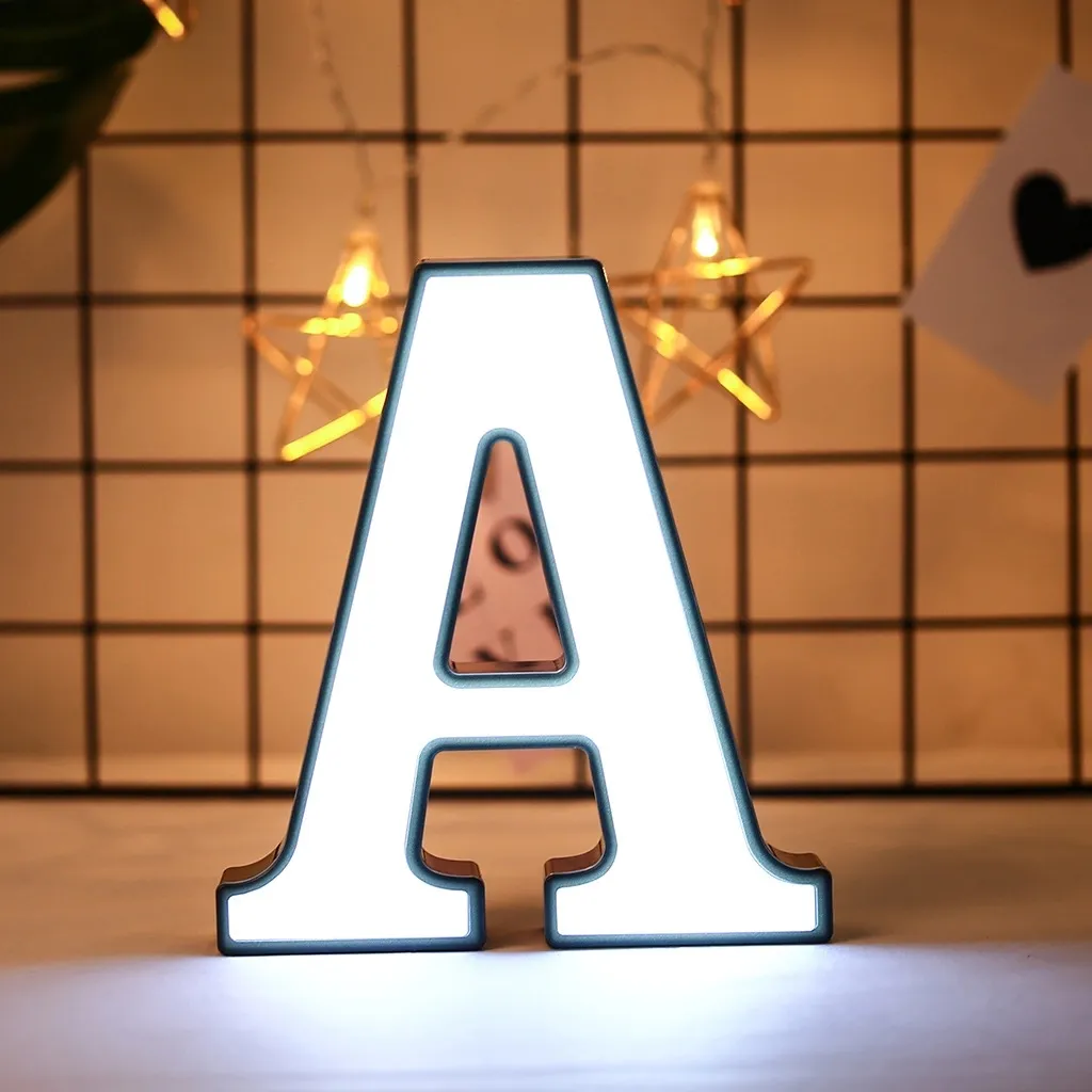 Letras grandes 3d para decoración de uñas, letras acrílicas, letrero led