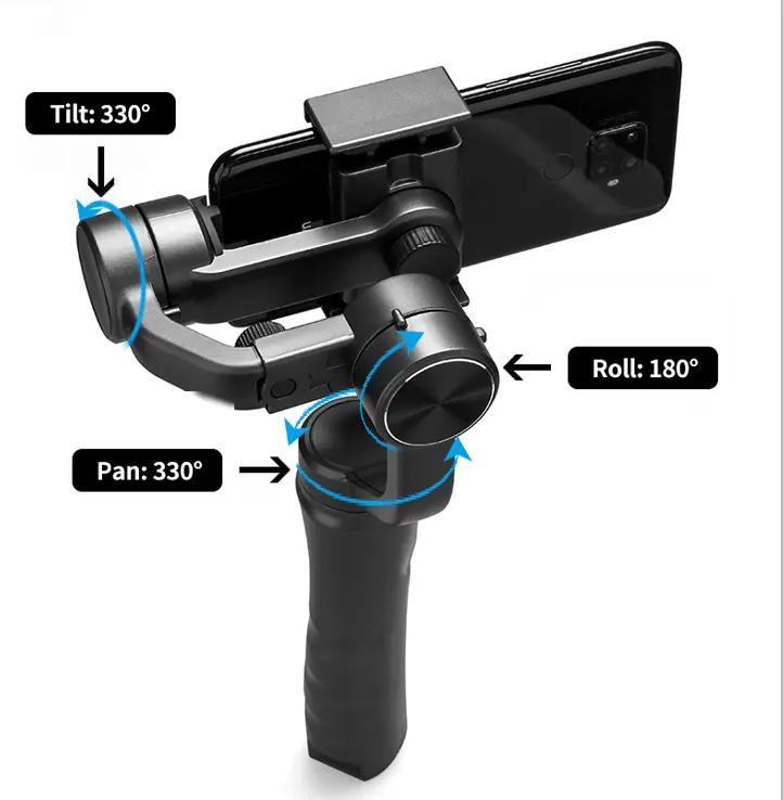F6 Completamente Stabilizzatore di Tensione Maniglia Selfie Fotocamera Bastone Automatico Moto Sterzo Stabilizzatore Elettrico Per Il Telefono H4 3-Axi