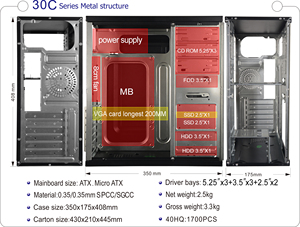 Micro custodia da gioco personalizzata per ufficio doganale per pc OEM 4 in 1 combo computer desktop ATX custodie per computer micro case personalizzate - Product Image 6