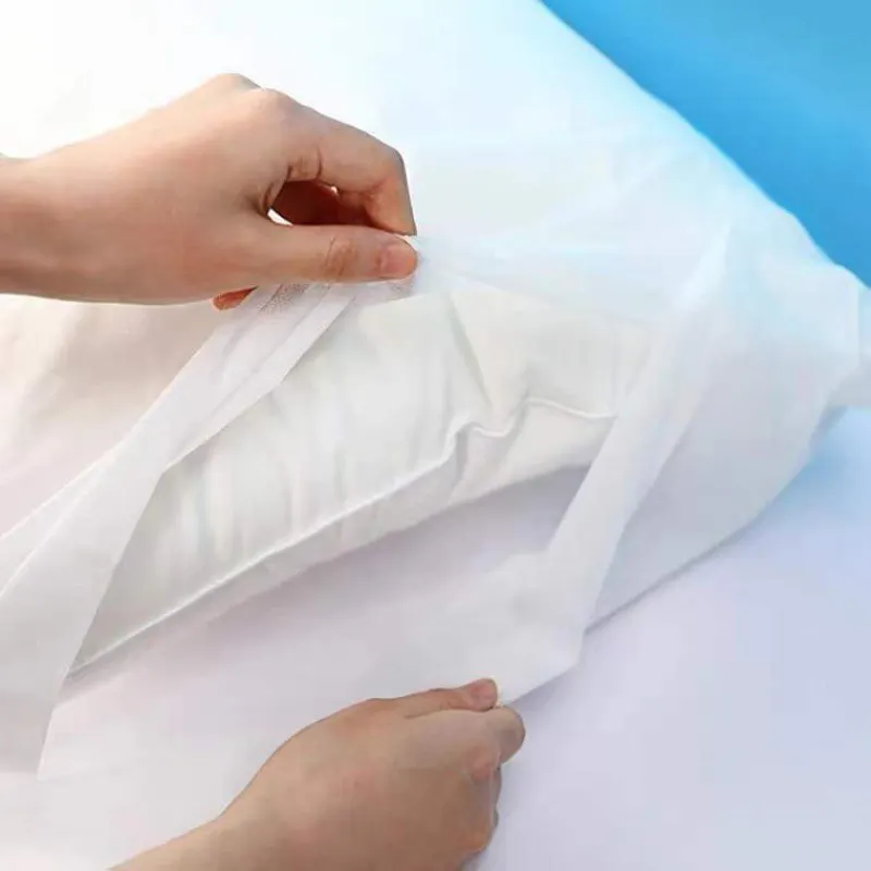 Funda de almohada no tejida desechable de hospital médica con sábanas Funda de almohada no tejida médica con cama ella