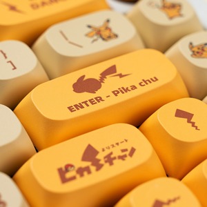 129 tuşları Pikachu Keycaps Kawaii karikatür Pbt anahtar kapaklar için süblimasyon gölgeleme MA profil Keycaps DIY MX mekanik klavye - Product Image 4