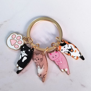 חתול kawaii שרשרת paw מפתח טבעת טביעת רגל בעלי חיים שרשראות מפתחות מזכרות לנשים גברים cay מפתחות diy תכשיטים בעבודת יד ביד