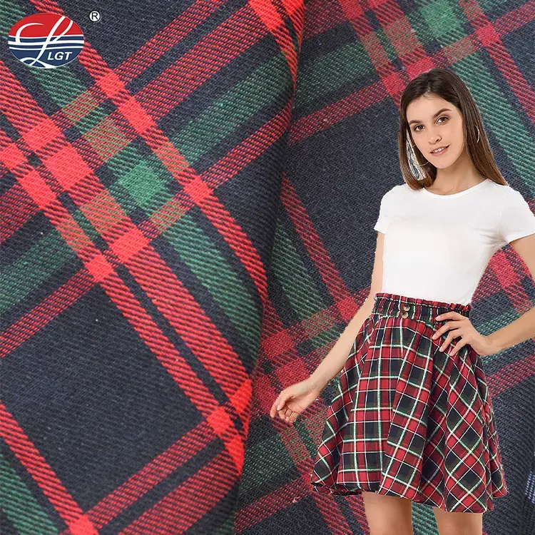 Custom check school uniform fabric polyester cotton material Yarn Dyed Flannel Fabric For Shirting dress