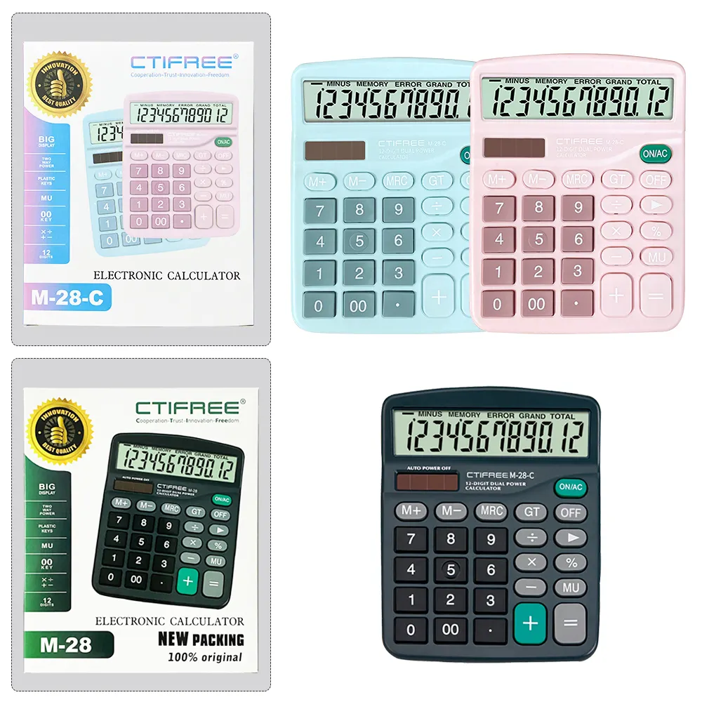 Calculators एलसीडी डिस्प्ले दुकान कार्यालय डेस्कटॉप स्वनिर्धारित लोगो स्टेशनरी Cientifica Calculadora M-28 सौर 12 अंक कैलकुलेटर