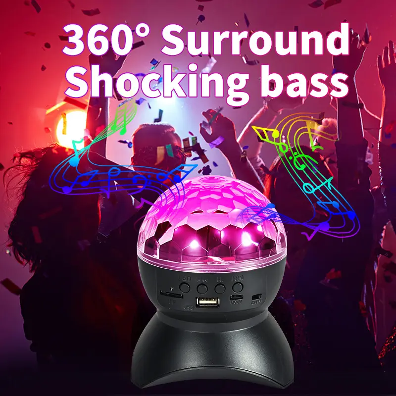 Led disco light speaker Bluetooth Speaker Rechargeable RGB Disco Light magic ball party stage lights mini disco led lamp